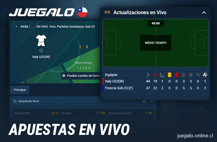 Apuestas en vivo y rastreadores de partidos en Juegalo
