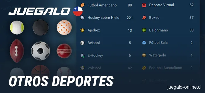 Otros deportes en los que apostar en Juegalo Chile